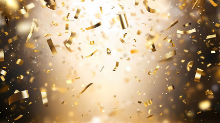 Golden Confetti Falling on Black Background