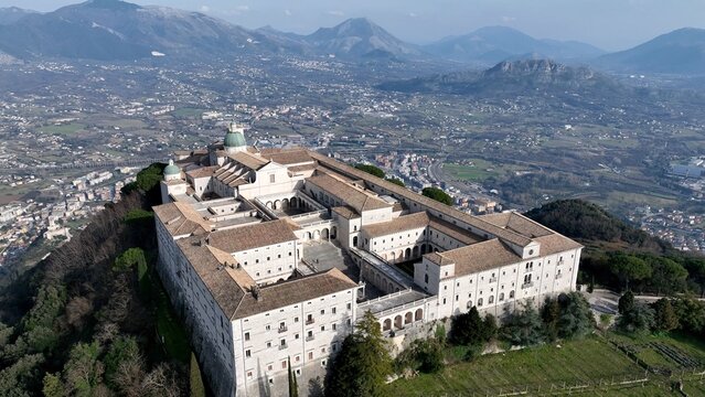 Abbazia di Montecassino, Cassino, Lazio, Italia.
Vista panoramica dell'abbazia di Montecassino.
