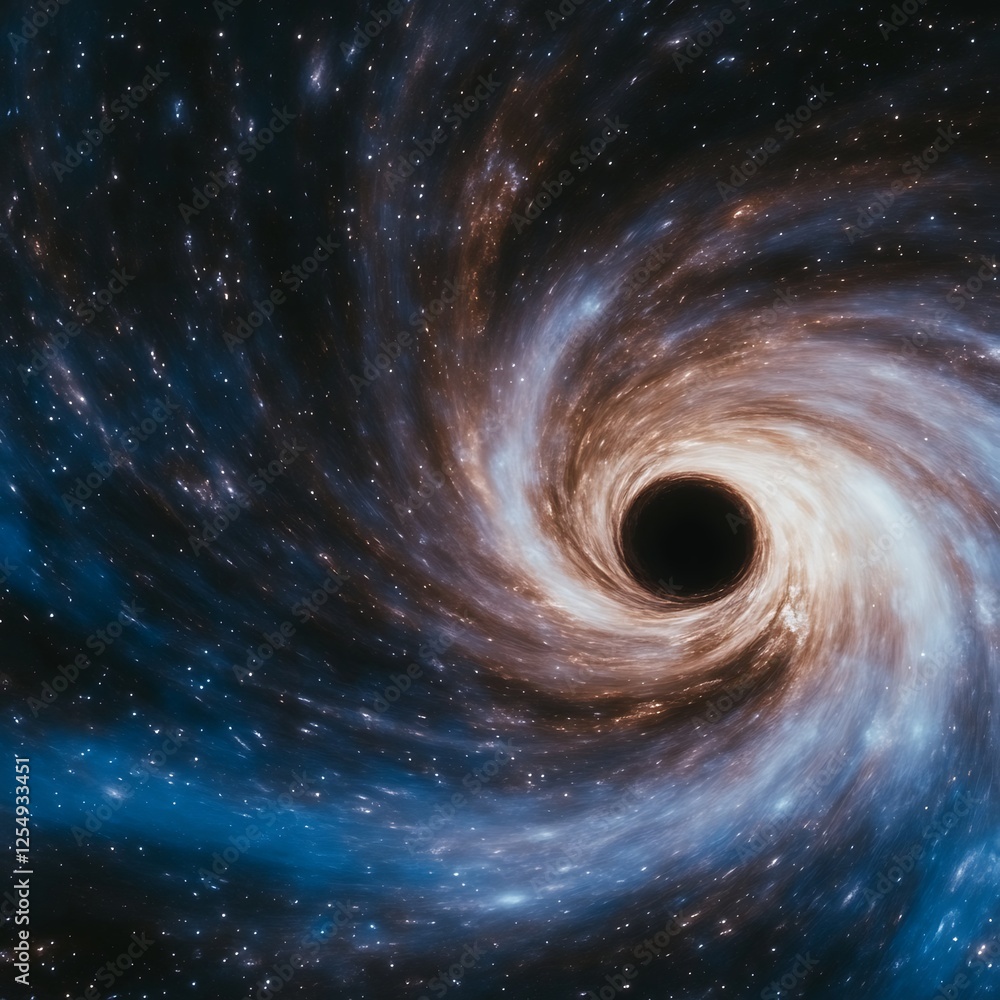 Poster cosmic vortex of nebula and black hole deep space phenomenon of gravity and interstellar void