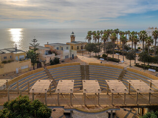 Obraz premium Faro de Roquetas de Mar en la costa de Almeria, Andalucia, España
