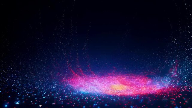 Video Player Interface Displaying Abstract Particle Animation