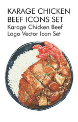 Karage chicken beef logo vector icon set