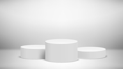 Product design podium in bright room. 3d vector template for product design