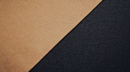 Fototapeta premium Diagonal Contrast of Beige and Black Textured Fabric.