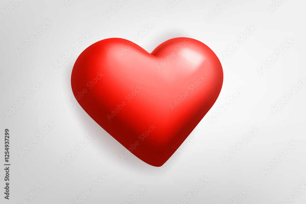 Poster red heart shape on isolated on white background. 3d vector illustration