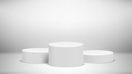 Product design podium in bright room. 3d vector template for product design