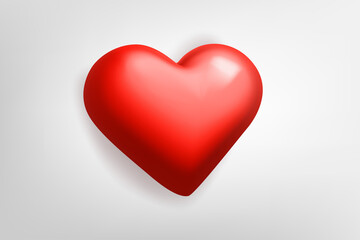 Red heart shape on isolated on white background. 3d vector illustration
