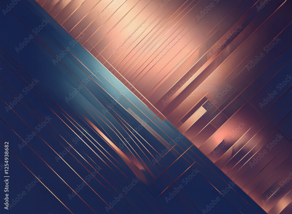 Poster abstract geometric background with diagonal lines in blue and copper tones. modern design with a dyn
