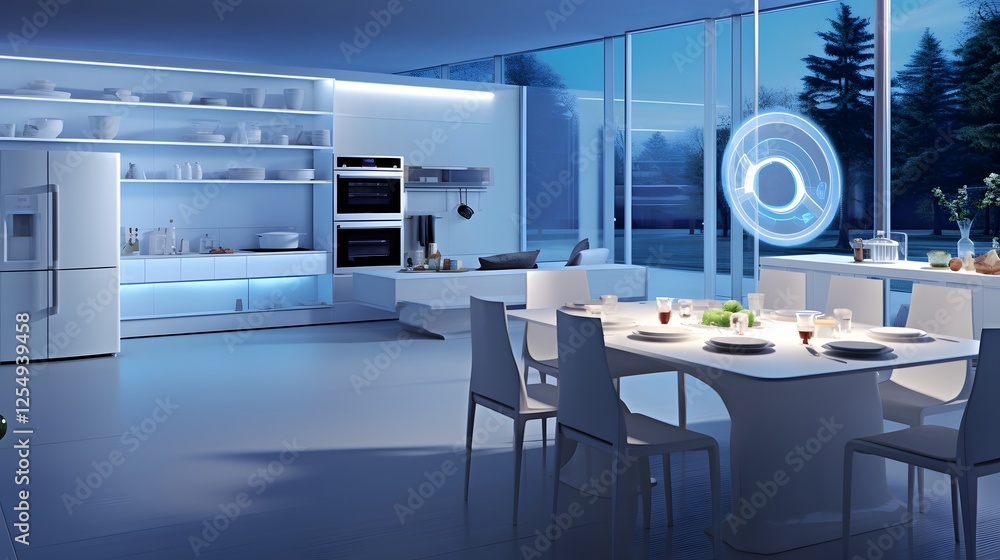 Aufkleber advanced smart home kitchen with a range of automated appliances and voice activated controls for a 