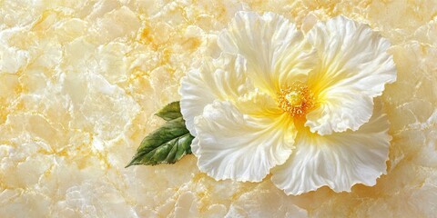 Romantic Watercolor Floral Design With Single White Flower Against a Luxurious Golden Background