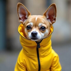 Yellow-Themed Chihuahua Portrait Generative AI