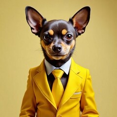 Chihuahua in Yellow Suit Generative AI