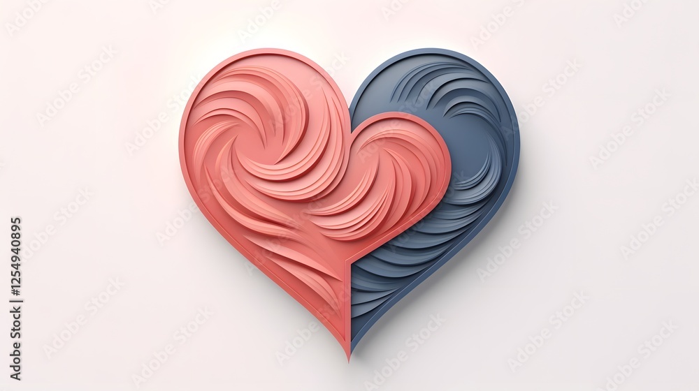 Aufkleber soft pastel colored abstract heart icon design featuring subtle geometric shapes and a minimalist mo