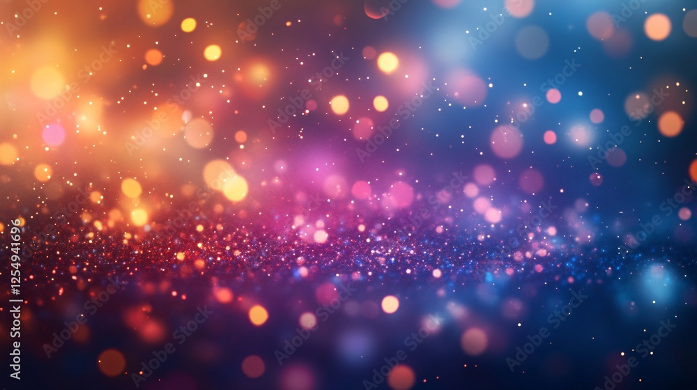 Poster a vibrant and colorful bokeh background filled with warm and cool tones of light, creating a dreamy 