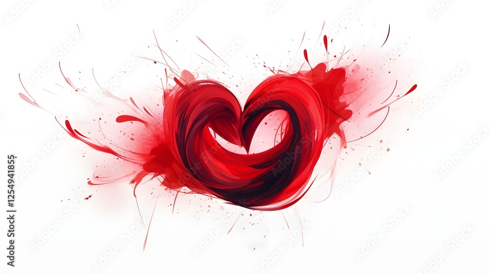 Poster minimalist heart shape design with abstract brush strokes in vibrant colorful tones elegant modern c