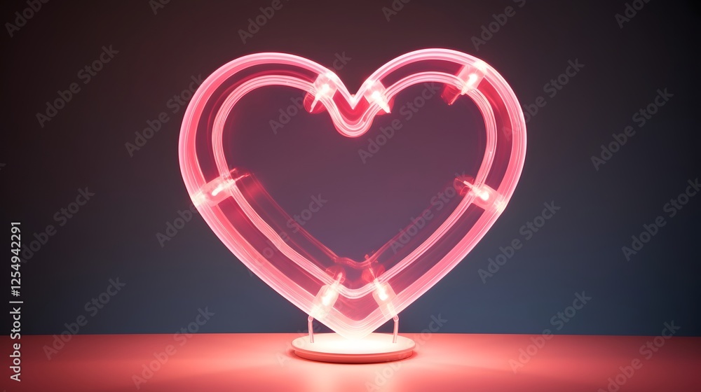 Poster captivating 3d rendering of a floating neon heart outline against a clean bright white background th