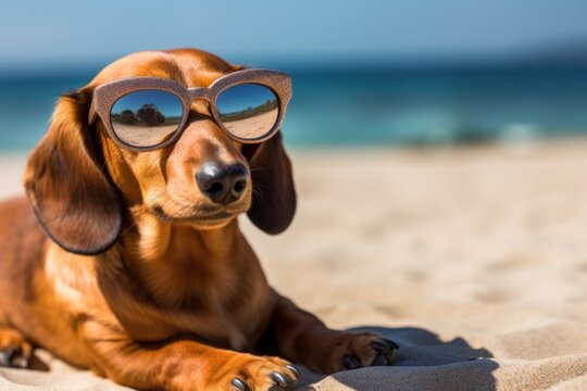 Sunglasses dachshund animal mammal.
