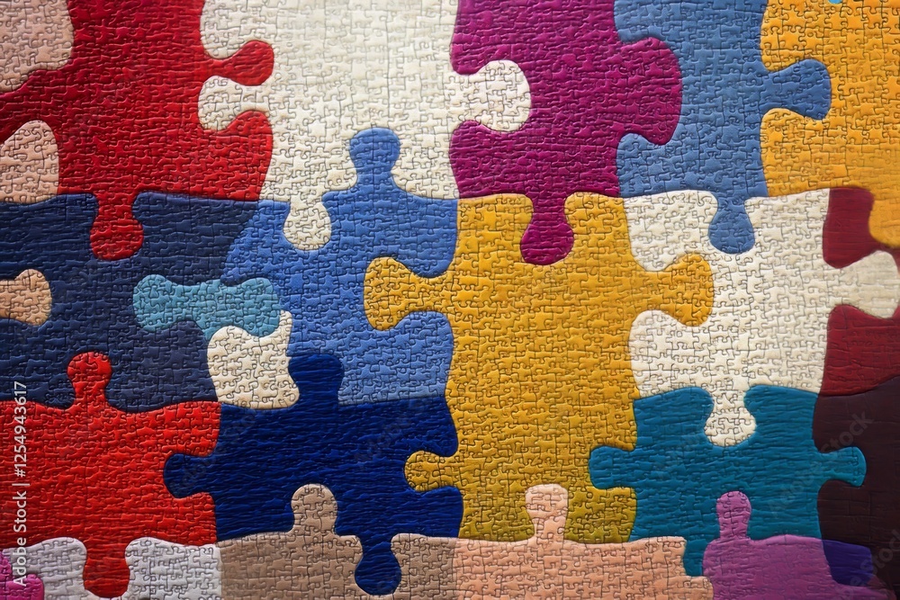 Poster colorful puzzle pieces create an abstract pattern symbolizing diversity and personal expression