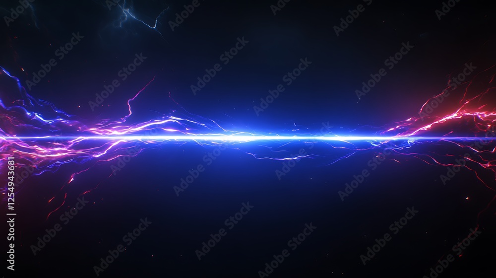Poster dynamic digital convergence of blue and red energy particle streams visual representation art