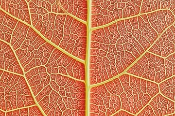 Obraz premium Detailed view of an orange leaf showcasing intricate vein patterns.