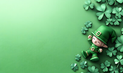 A green background with a green elf laying on it