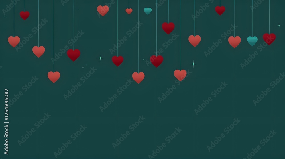 Poster minimalist floating hearts with a subtle hand drawn effect creating a romantic and elegant design fo