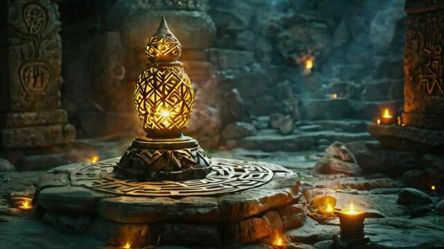 artefak kuno di dalam goa di hhiasi lampu kuning