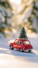 christmas car on the road