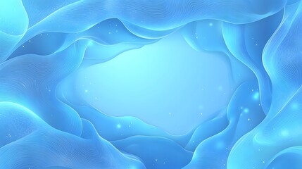 Obraz premium Abstract blue waves create a frame with sparkles around it