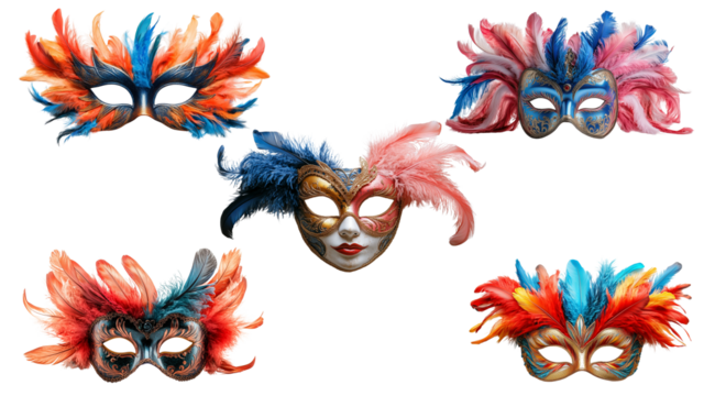 PNG, Carnival. Mardi Gras, carnival mask, isolated on white background, generated by Generative AI technology.