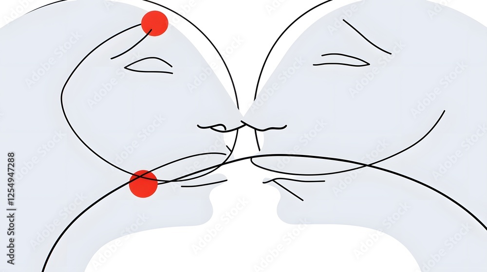 Poster elegant minimalist icon of a couple embracing in a continuous single line art style symbolic represe