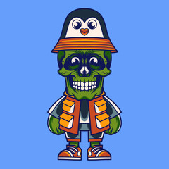 Mascot character design cartoon penguin hat