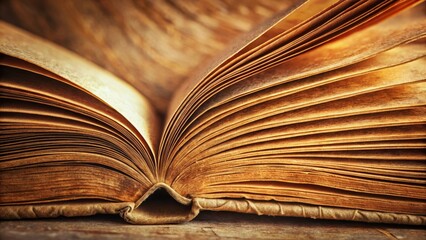 Close-Up of Open Vintage Book Pages with Rich Texture and Detail
