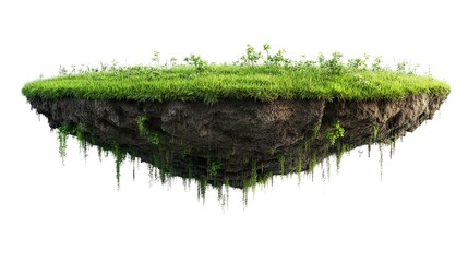 Earth land Soil layers 3D Illustration round soil ground cross section float landscape fantasy floating island
