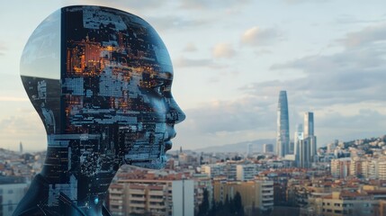 Insights to team members in the meeting room Large LCD display shows AI-powered intelligent assistants