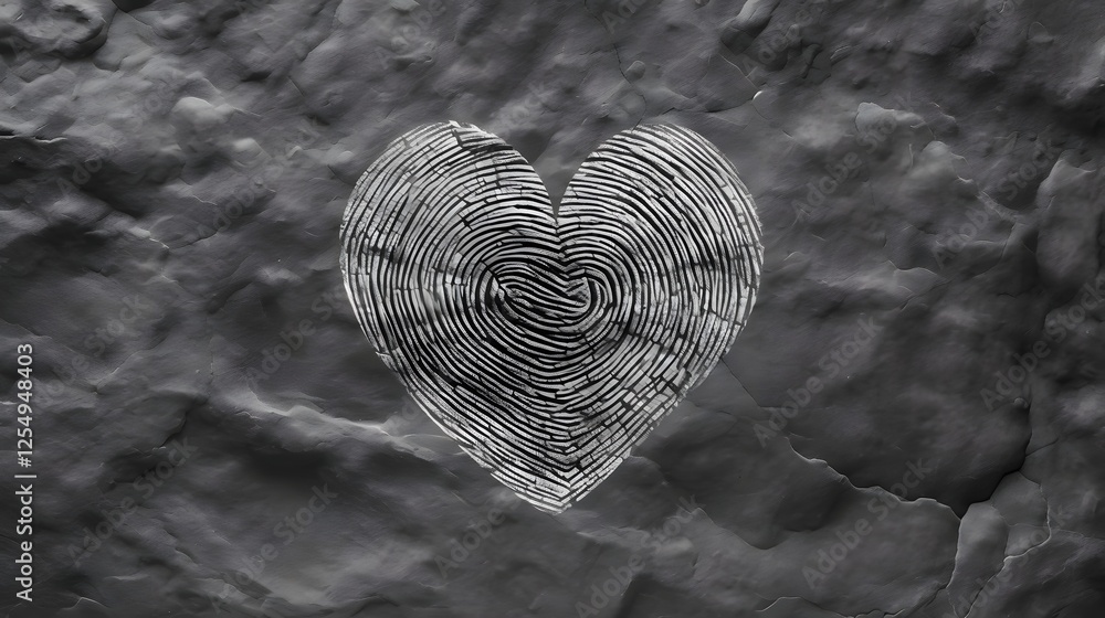 Poster minimalist and elegant heart shaped fingerprint symbol for creative design branding identity and log
