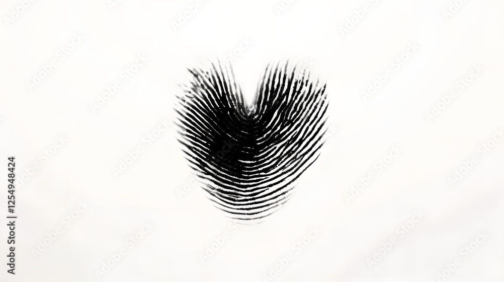 Poster heart shaped fingerprint symbol a simple and creative conceptual representing love identity and secu
