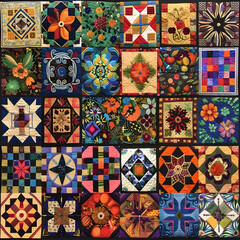 Showcase of Diverse Quilt Patterns - From Simple Squares to Complex Geometric Designs