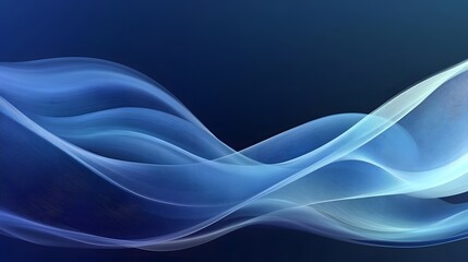 Abstract blue waves flow against a dark background smoothly