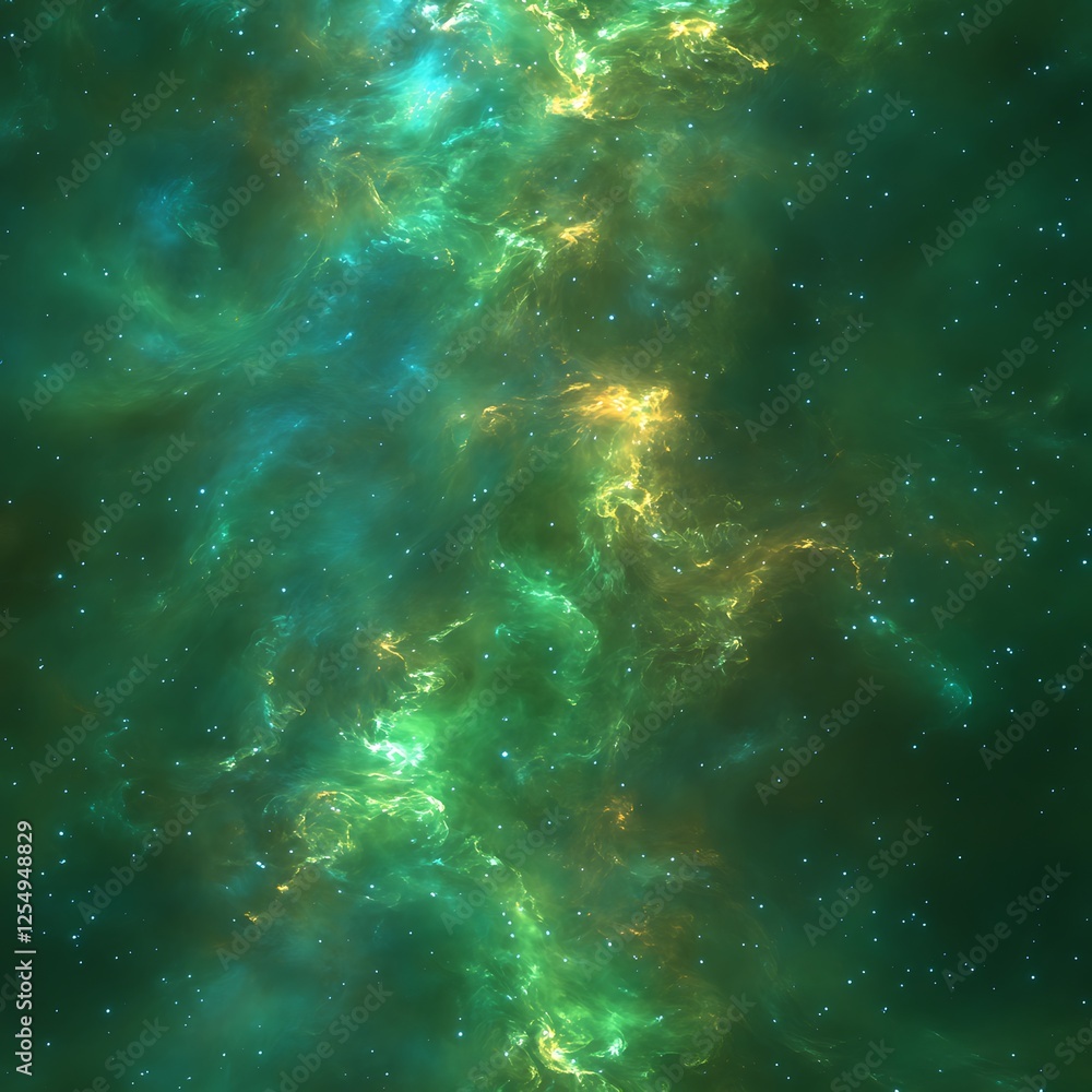 Poster emerald radiance cosmic cloudscape in deep space exploration scenery background image composition