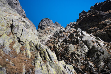 Mountain landscape of the High Tatras, Poland, Orla Perć.
