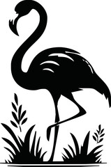 flamingo silhouette logo on white background