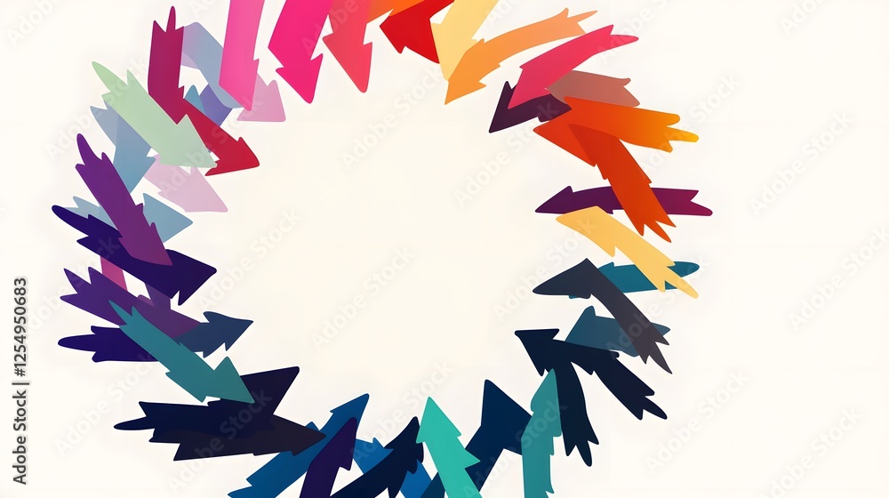 Poster arrows in a circular pattern pointing inward with varied colors