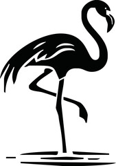 flamingo silhouette logo on white background