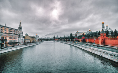 Fototapeta premium Moscow Kremlin and river
