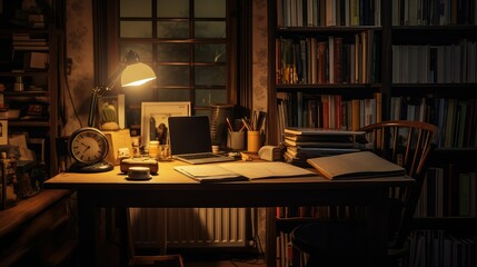 cozy dark wood desk