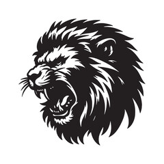 Lion face and head silhouette vector on with white background