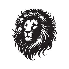 Lion face and head silhouette vector on with white background