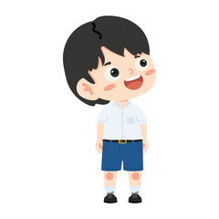 Obraz premium Cute student child looking up