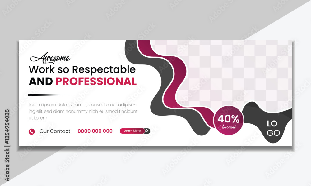 Fototapete professional business facebook cover page timeline web ad banner template with photo place modern la